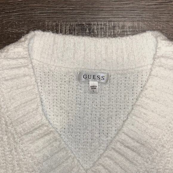 Guess Women's White Sweater with Chunky Knit Long Sleeves Size Large - Picture 4 of 8